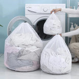 1Pc Drawstring Mesh Laundry Bags Fine/Coarse Mesh Washing Machine Travel Laundry Pouch Soft White Lingerie Storage Clothing Hot