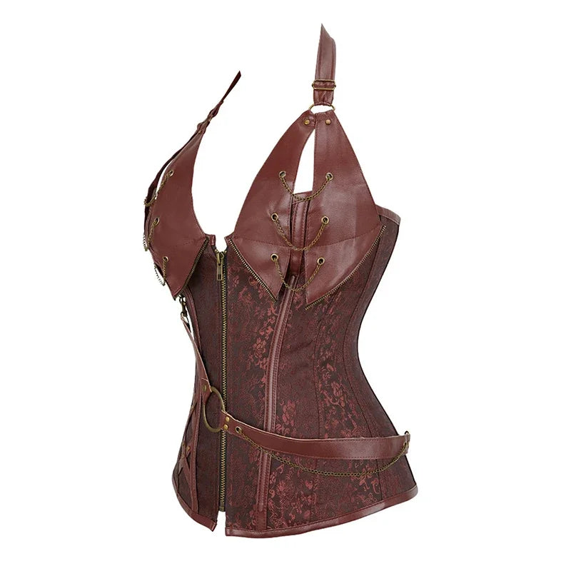 Women Bustiers Corsets Medieval Viking Pirate Costume Gothic Leather Overbust Corselet Steampunk Corset Vest Bustiers