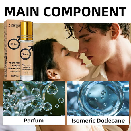 Lemonfay Pheromone Cologne Oil for Men Roll On Perfume Long Lasting Fragrance Portable 15ml Eau De Toilette for Daily Date