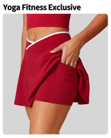 Women Tennis Skorts with Shorts High Waist Cross Running Cycling Fake Two Piece Sports Skirt Gym Fitness Workout Yoga Bottoms