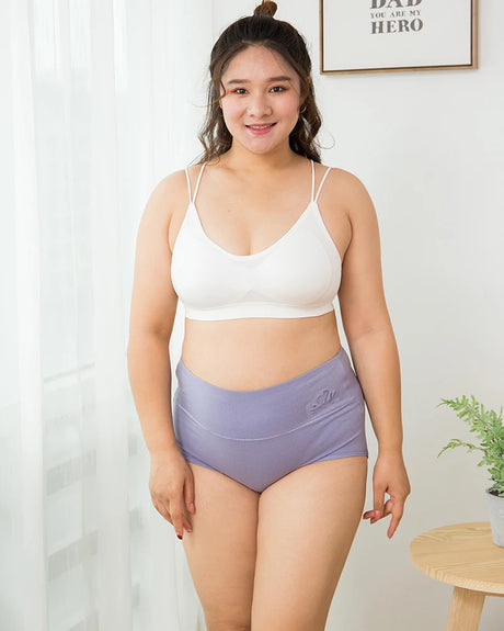 Plus Size M-5XL 4Pcs/Set High Waist Cotton Panties Women Body Shaper Underwear Soft Print Girls Briefs Slimming Female Lingerie