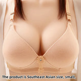 Large Size Without Steel Ring Comfortable Breathable Gathered Ladies Underwear Non-magnetic Thin Cup Glossy Obese Sister Bra