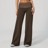 Fashion Polka Dot And Striped Wide Leg Pants For Women Fold Over Waist  Bell-bottoms Flare Yoga Pants Push Up Workout Leggings