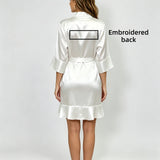 Custom Name Embroidery Satin Kimono Robe Personalized Name Bridesmaid Bride Wedding Getting Ready Morning Robe Bridal Party Gift