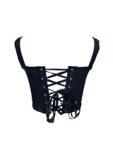 Floral Jacquard Wide Strap Corset Top Front Hook Back Lace Up Square Neck For Women
