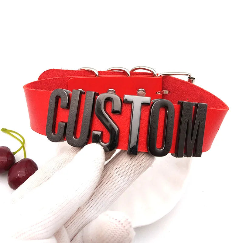 Punk Customized Black Letters BUNNY HOTWIFE Choker Collars DIY Personalized Custom Name Necklace Sexy Cosplay Party Jewelry