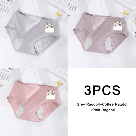 3PCS/set Women's menstrual briefs large flow postpartum water absorption leakproof briefs women's pure cotton menstrual briefs