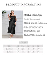 2025 New Women's Fashionable Sexy Plus Size 2XL Long Silk-Like Sling Nightgown Breathable Casual Sleepwear Loungewear