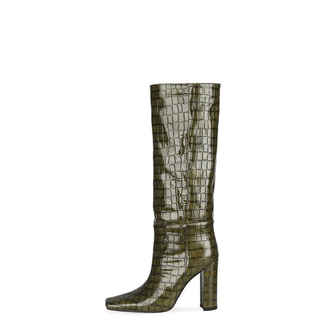 2024 NEW Fashion High Tube Knee High Boots 10cm/6.5cm Thick Heel 21 Colors Women Short Plush Boots Size 45 Winter Leather Shoes