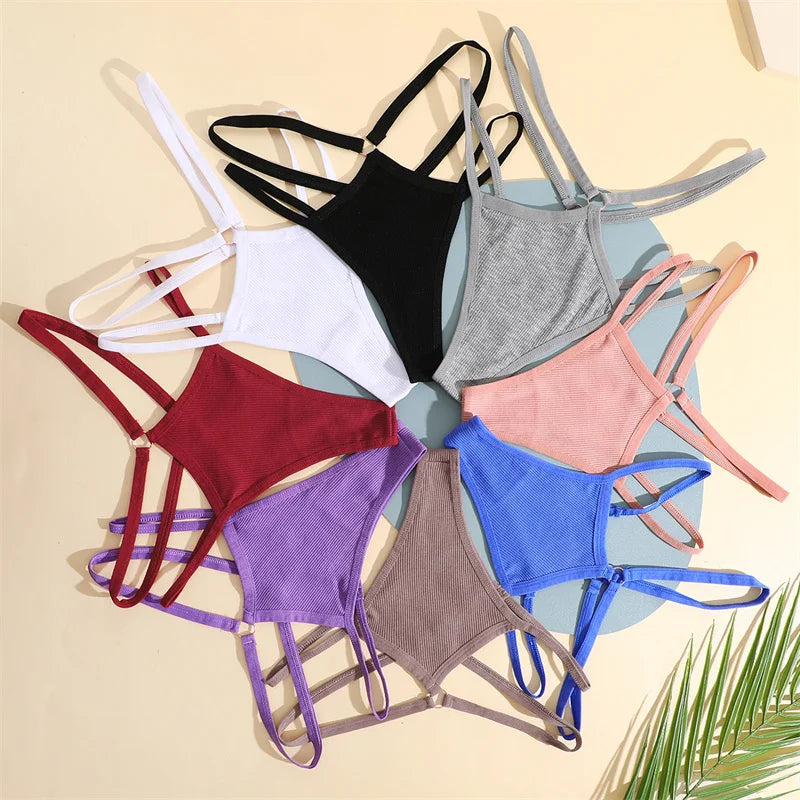 1PCS Women Sexy Cotton Panties Two Belts Hollow Out G-String Thongs Breathable Underwear for Female Solid Color Lingerie S-XL