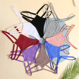 1PCS Women Sexy Cotton Panties Two Belts Hollow Out G-String Thongs Breathable Underwear for Female Solid Color Lingerie S-XL