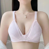 Cotton Maternity Nursing Bra Wire Free Open Breast Design Open Breast Bra Plus Size Sleep Underwear Cotton Wire Free Bra