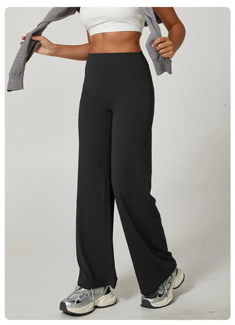 DFXEN LOGO New Women Wide Leg Yoga Pants High Waist Butt Lift Loose Fitness Gym Workout Flare Leggings Casual Sports Trousers