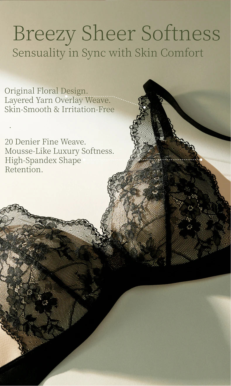 SUJIIN Sexy Wireless Lace Bras for Women Summer Push Up Plunge Deep V Small Chest Bra Lady French Breathable Lingeries MX326