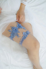 Sexy Lace Garter Women Socks Ring Bride Leg Ring Wedding Dress Ring Decoration Garters Thigh Bands Flowers With Rhinestone Blue