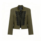 Women Vintage Slim Jacket Spring Women Trends Elegant Napoleon Jackets Ladies High Street Chic Shoulder Padded Blazer