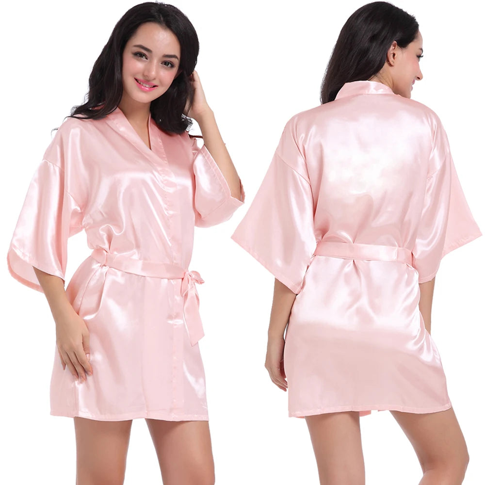 Customized Logo Wedding Date Name Bathrobe Faux Silk Bridal Robe Bride Bridesmaid Wedding Robes Woman Bachelorette Preparewear