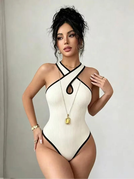 3Pcs Ladies Rib Knit Long Sleeve Bodysuit Round Neck Raglan Sleeve Slim Stretchy Basic Layering Body Tops
