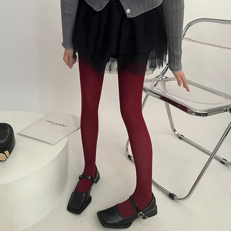 Sweet Girls Colorful Elastic Long Hosiery Stockings Women Candy Color Sexy Tights Spring Autumn Warm Velvet Seamless Pantyhose