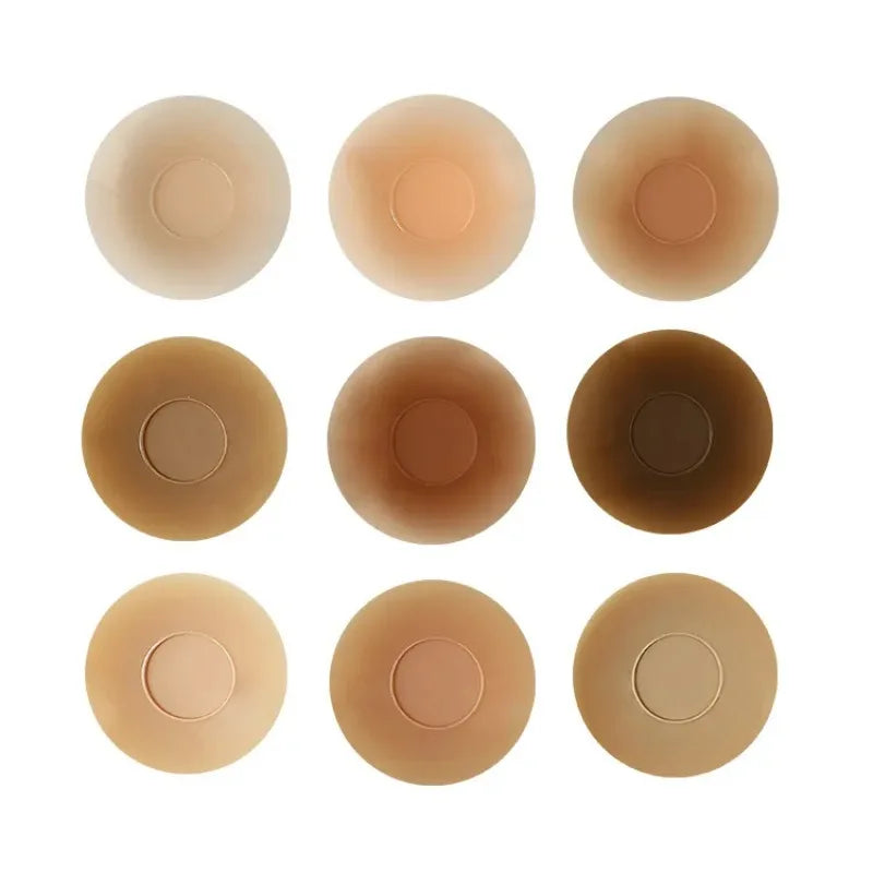 Upgrade Reusable Breast Round Nipple Cover Invisible Bikini Adhesive Strapless Backless Stick on Bra Silicone Breast Patch
