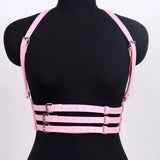 Women's Edgy Pink Faux Leather Harness Belt - Metal O-Ring Decor - Minimalist Fashion Waist Accessory for Stylish Outfits