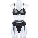 Yimunancy Transparent Bra Underwear Set Women Basic Erotic Sexy Garter Kit Chain Lingerie Set