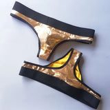 1pc Men Lacquer Leather Sexy Thong Nightclub  Gay Sissy Breathable Pouch Underwear Underpants High Stretch Panties G-String
