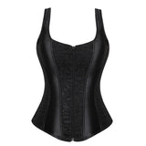 Gothic Corset Top With Straps Sexy Floral Zipper Brocade Overbust Lingerie Burlesque Body Shaper Lace Up Bustier Plus Size
