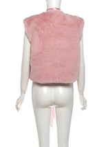 Cutenew Elegant Tank Tops Woman Autumn Trend Furry Comfortable o-Neck Bow Decoration Sweet Girl Street Fashion Y2K Style Vest