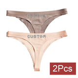 2pack Custom Thong with Name Crystal Letter Customized Thongs Women Underwear G-String Personalize Panties Lingerie Tanga