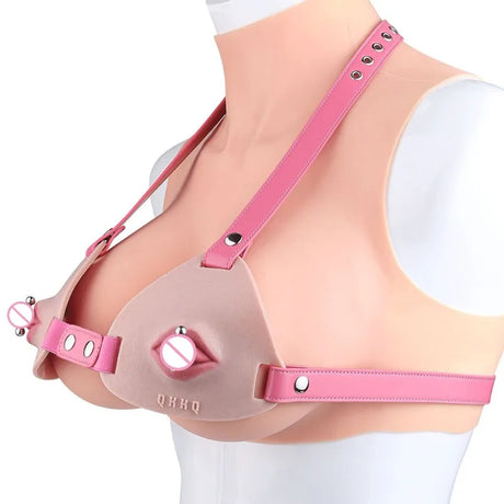 Female Fake Mouth Lip Ring Labia Wearing Silicone Lingeries Exotic Accessories Adjustable Underwear Couple Play Woman Adult Toys