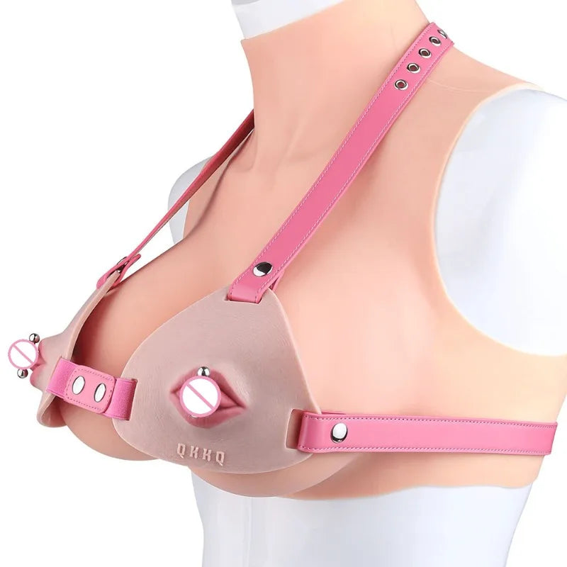 Female Fake Mouth Lip Ring Labia Wearing Silicone Lingeries Exotic Accessories Adjustable Underwear Couple Play Woman Adult Toys