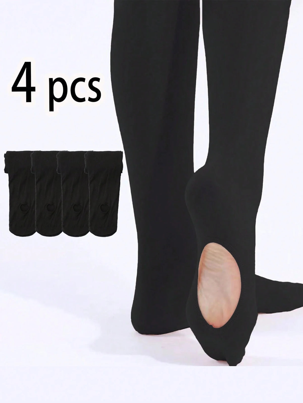 4PCS Girls Convertible Footed Dance Tights Nylon Spandex Ballet Leggings for Kids 2-14Y Girls Class Training Practice Wear