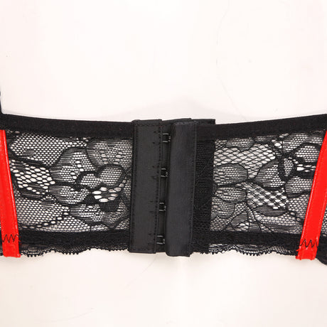 Womens Sexy Open Cup Underwired Bra Patent Leather See-through Floral Lace Brassiere Exposed Nipple Lingerie Underwear Nightwear