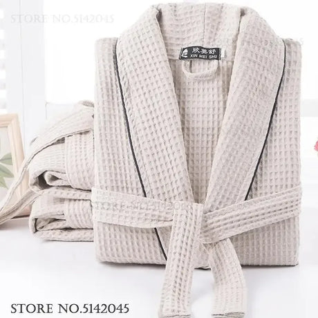 100% Cotton Couple Robe Waffle Bathrobe Gown Kimono Yukata Home Clothes Casual Women Sleepwar Nightwear Spring Summer Loungewear