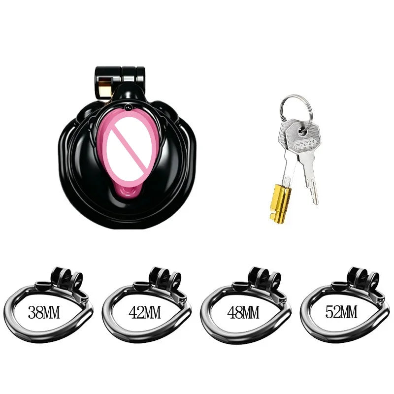 New Sissy Simulation Vagina Cock Cage Stainlesswith 4 Penis Rings Chastity Lock Man Chastity Belt Man's Sex Products Sex Toy 18+