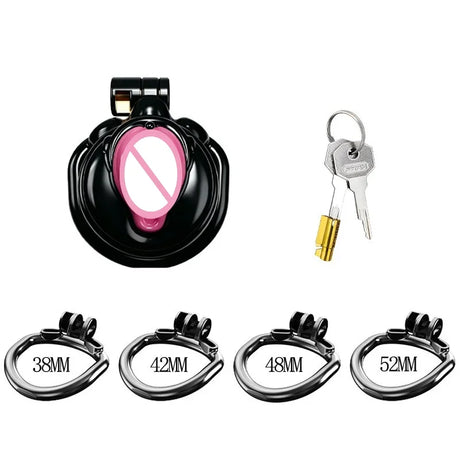 New Sissy Simulation Vagina Cock Cage Stainlesswith 4 Penis Rings Chastity Lock Man Chastity Belt Man's Sex Products Sex Toy 18+