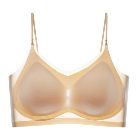 Ultra-Thin Breathable Ice Silk Top Bra Women's Seamless Back Halter Vest Wrap Bra Small Chest Together