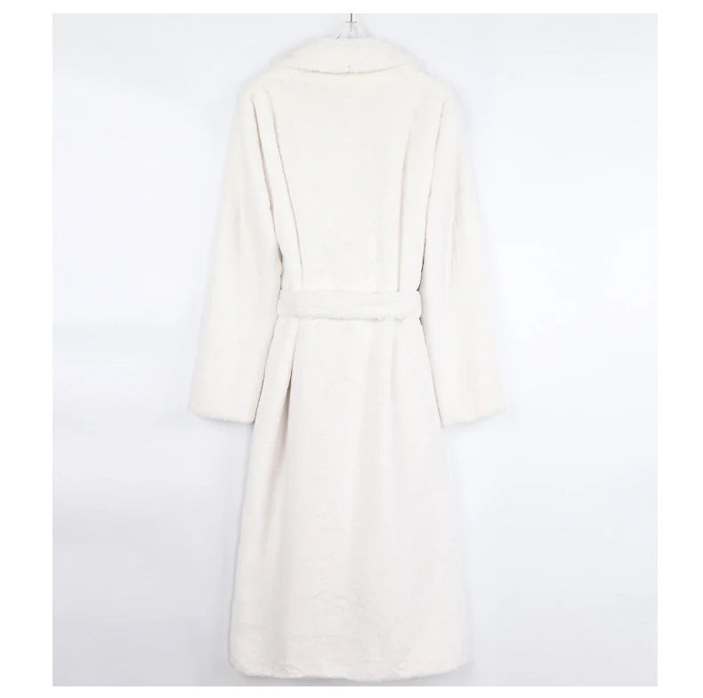Mauroicardi Winter Long White Black Warm Thick Soft Flowy Fluffy Faux Fur Coat Women Sashes Loose Casual Furry Overcoat 2024