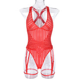 Diccvicc Women Mesh Bodysuit See Through V Neck Sexy Underwear Black Intimate Lingerie Exotic Apparel Backless Fishnet Teddies