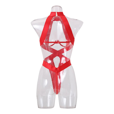 Halter Sexy Lingerie Women Bandage One Piece Bra Sets Erotic Costumes Teddy Baby Doll Dress Push Up Underwear Set Bodysuits
