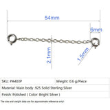 Solid 925 Sterling Silver Necklace Extenders, Durable Strong Removable Necklace Bracelet Anklet Extension for Jewelry Making