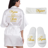 Customized Logo Wedding Date Name Bathrobe Faux Silk Bridal Robe Bride Bridesmaid Wedding Robes Woman Bachelorette Preparewear