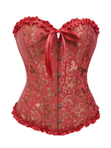 Women Bustier Corset Victorian Gothic Jacquard Front Busk Waist Cincher Halloween Party Wear