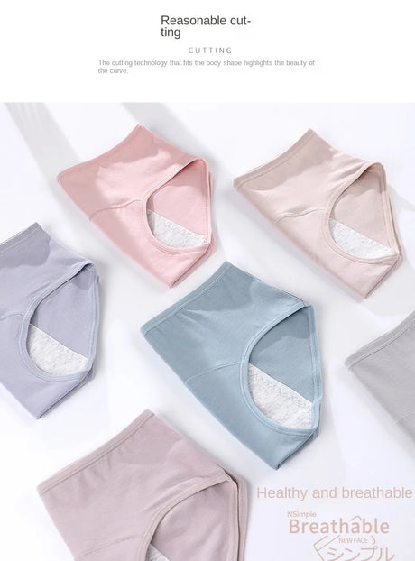 3PCS/set Women's menstrual briefs large flow postpartum water absorption leakproof briefs women's pure cotton menstrual briefs