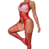 Sexy Lingerie Bodysuit Mesh Hollow Out Bodysuit Women's Underwear Erotic Open Crotch Stretch Temptation Intimate BodySockings