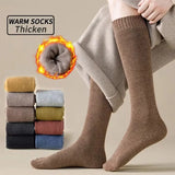 Socks women's Winter Warm Long Stockings Thick Thermal Cotton Terry Solid Harajuku Breathable Thicken Casual Knee High Socks