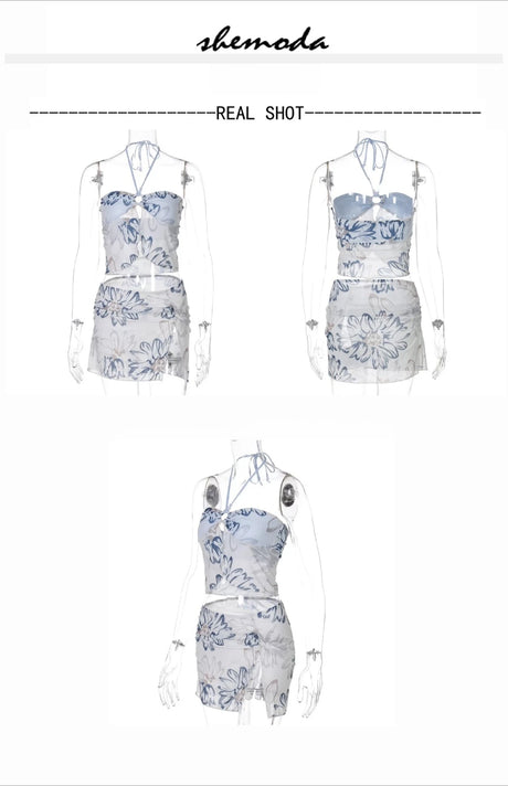 Sexy Spicy Girl Printed Neck Hanging Vest with Camisole Women's Summer High-end Feeling Light Luxury Pure Desire Style Short Top