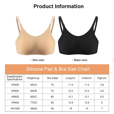 2024 Round Shape Silicone Fake Breast Forms Push Up Seamless One Piece Bra for Crossdresser Shemale Drag Queen Large 2 In 1