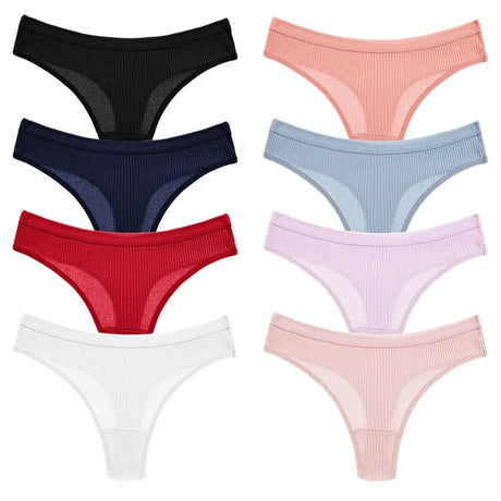 BZEL 8PCS/Set Women's Panties Cotton Thongs Female Simple Breathable Underwear Sexy Lingerie Comfortable Striped Woman G-Strings
